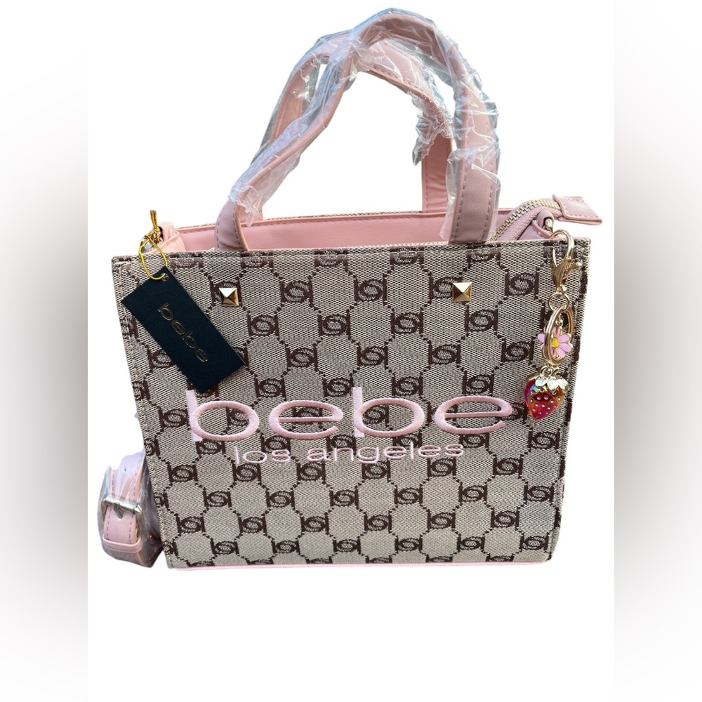 Bebe Talulla Small Satchel Blush Pink & Crossbody Strap & Bag Charm NWT NEW